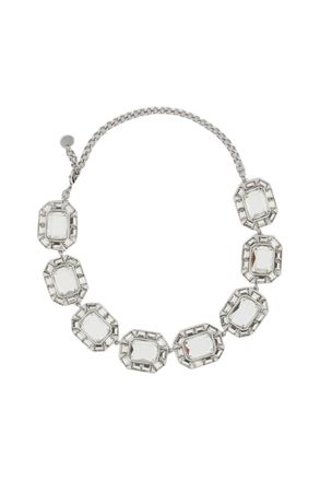 Self Portrait Silver Maxi Crystal Choker Necklace