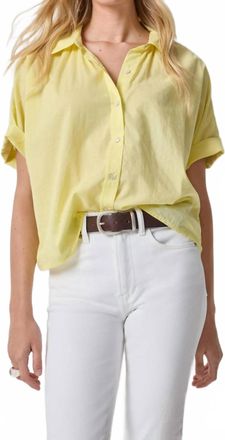Lilla P Elbow Sleeve Button Down Shirt In Lemon