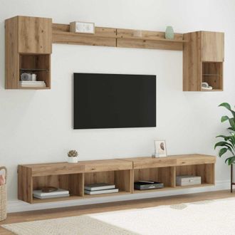 vidaXL vidaXL Unit&agrave; a muro per TV con LED con led 6 pcs Rovere artigianale