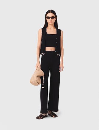 Maje Jewelled Knit Trousers - Black - Maje