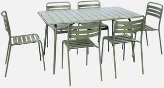 Sweeek Mesa De Jard&iacute;n Plegable De Metal Con 6 Sillas