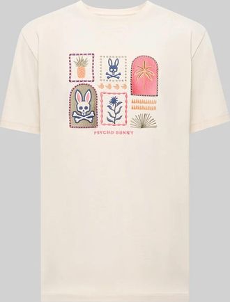 Psycho Bunny Mens Sundew Graphic Tee 031 WHITE CAP GRAY / S