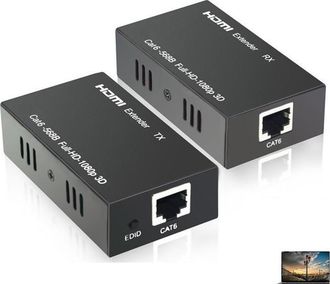Trade Shop Trade Shop - Cable De Red Ethernet De Hdmi Ethernet Lan Sobre Cat6 60 Metros Hdmi 3d Fullhd 1080p