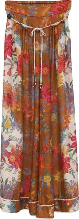 Zimmermann Ginger Floral-Print Wide-Leg Pants in Multicolor Silk
