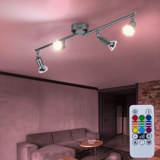 ETC Shop Faretti da parete Faretti da soffitto per soggiorno Lampada telecomandata dimmerabile in un set comprensivo di lampade led rgb