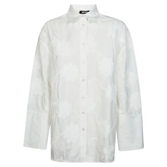 Rotate ROTATE Birger Christensen, Shirts, female, White, Size: 2XS Flower Oversized Shirt