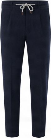 Eleventy Blue Drawstring Tailored-Fit Cotton-Blend Sweatpants