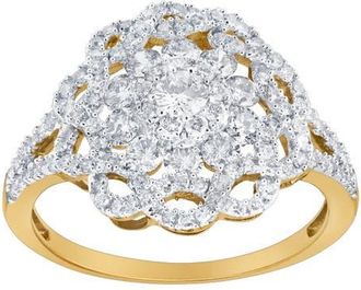 LuvMyJewelry Caeloria 0.95 Cts Natural Diamond Floral Cluster 14K Gold Ring in 14K Yellow Gold at Nordstrom, Size 7
