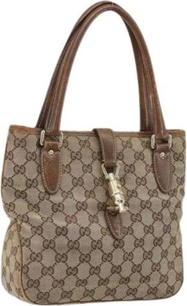 Gucci Pre-owned Handbags, female, Beige, Size: ONE SIZE Pre-owned Canvas Handbag