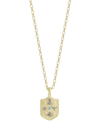 Sphera Milano Dnu 0 Units Sold Sphera Milano 14K Over Silver Turquoise Cz Shield Love Necklace