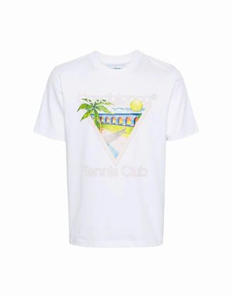 Casablanca Mens Casablanca Tennis Club Icon Printed T-Shirt in White - Size: 42