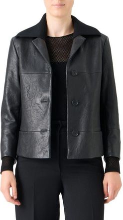 Akris Embossed Leather Jacket in Black at Nordstrom, Size 12