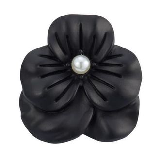 Jan Leslie Matte Flower Lapel Pin in Black Pearl at Nordstrom
