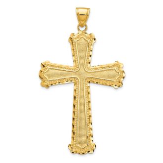Diamond2Deal 10k Yellow Gold Diamond-cut Cross Pendant