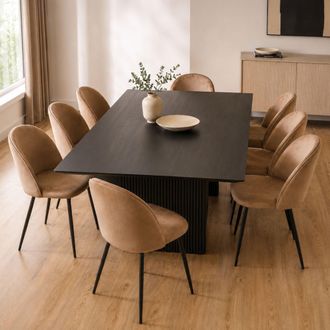 Dmora Silla Achito, 8 Sillas, Acolchada, Soporte De Peso 120 Kg, Beige
