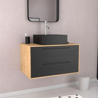 Aurlane Mueble De Ba&ntilde;o 2 Cajones + Lavabo Cuadrada - Uby 80cm