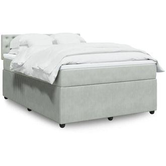 vidaXL Vidaxl - Cama Box Spring Con Colch&oacute;n Terciopelo Gris Claro 140x190 Cm