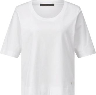 Windsor Katoenen T-shirt met klassieke stijl - Dames - T-shirts - Wit - S - Katoen - Tops