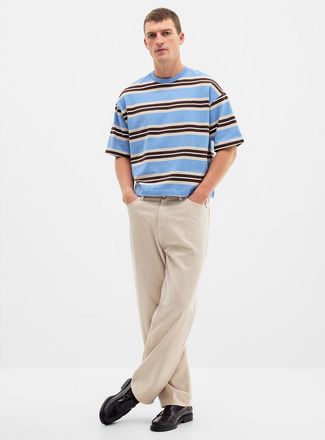 Le 31 Mens Tricolour striped T-shirt Oversized fit