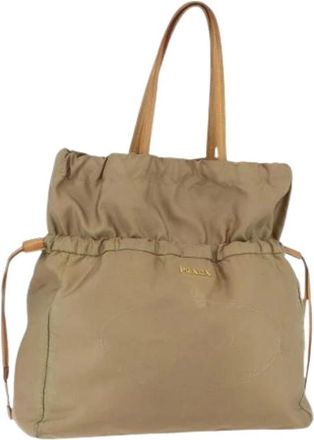 Prada Pre-owned Bucket Bags, female, Beige, Size: ONE SIZE Pre-owned Nylon Bucket Bag