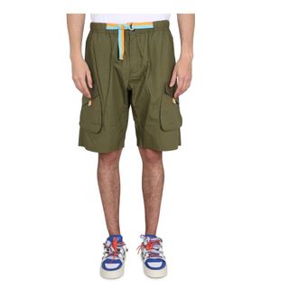 Marcelo Burlon Casual Shorts, male, Green, Size: S Cross Cotton Cargo Shorts