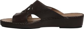 Dolce & Gabbana Mens Brown Leather Cutout Dg Logo Sandals Shoes