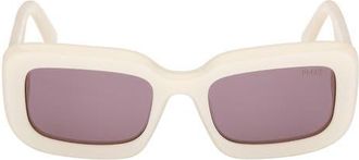 Emilio Pucci 52mm Rectangular Sunglasses in Pearl Ivory /Light Violet at Nordstrom