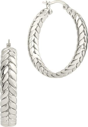 Sterling Forever Silver Double Row Herringbone Statement Hoop Earrings