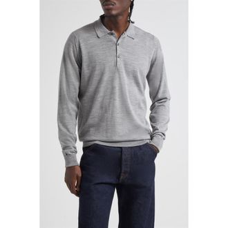 John Smedley Cotswold Wool Polo Sweater in Mushroom at Nordstrom, Size Xx-Large