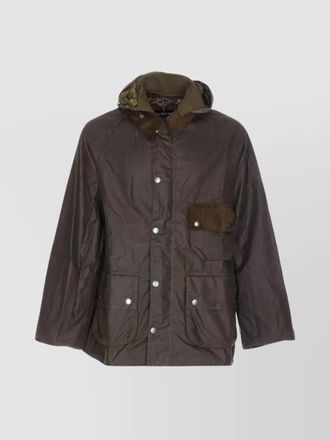 Barbour modified wax jacket with hood and pockets
