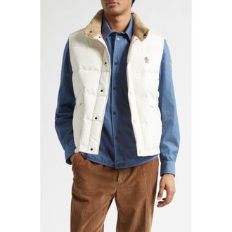 Moncler Scais Mixed Media Down Puffer Vest in Bright White at Nordstrom, Size 4