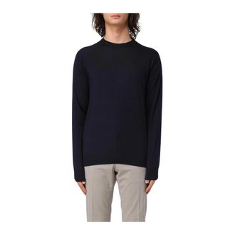 People of Shibuya Round-neck Knitwear, male, Blue, 3XL, Merino Wool Crew Neck Jumper
