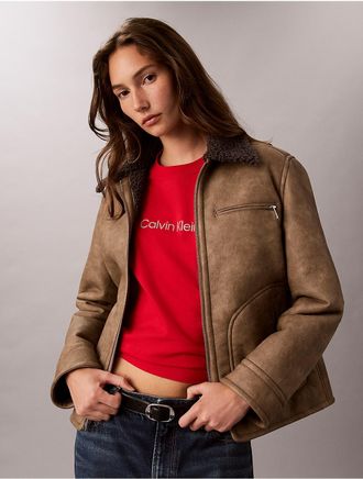Calvin Klein Jeans Calvin Klein Womens Metallic Logo Boxy Tee - Red - XL