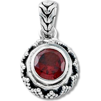 Samuel B. Sterling Silver Round Garnet Filigree Pendant in Red at Nordstrom Rack