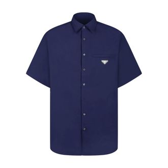 Prada Short Sleeve Shirts, male, Blue, XL, Prada Shirts