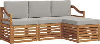 vidaXL Conjunto De Sof&aacute;s De Exterior 4 Uds. Gris Natural Y Claro Vidaxl