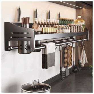 OEM Estanter&iacute;a De Almacenamiento Multifuncional De Acero Inoxidable Plateado Para Montaje En Pared, Ideal Para La Cocina