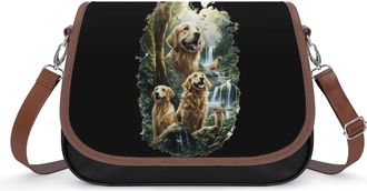 Generic Retriever Labrador Dog Waterfall Crossbody Bags for Women Fashion Leather Shoulder Handbags With Adjustable Strap