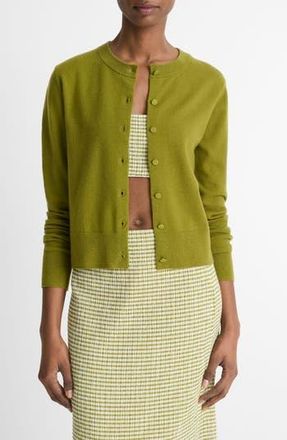 Vince Tipped Half Moon Cardigan in Herbaria/optic White at Nordstrom Rack, Size Medium