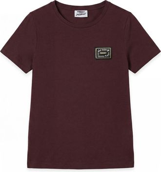 Freddy T-shirt girocollo in cotone e modal con patch e strass
