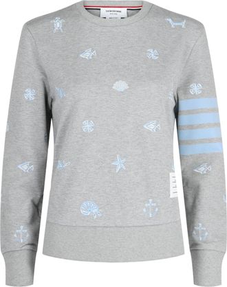 Thom Browne 4-Bar Nautical Crewneck Sweatshirt