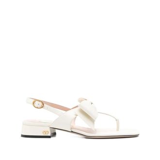 Valentino Garavani High Heel Sandals, female, Beige, 5 1/2 UK, Ivory Leather Bow Slingback Sandals
