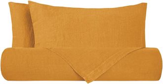 Puro Lino Pure Linen Stonewash Ocher Bed Set