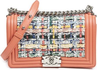 Chanel Pre-owned Womens Medium Multicolor Tweed Boy Shoulder Bag - Pink - One Size