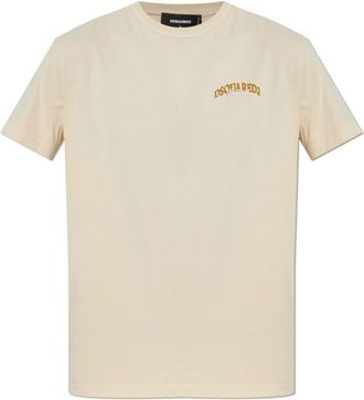 Dsquared2 Tops, Heren, Beige, L, Katoen, T-shirt met logo