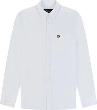 Lyle & Scott LS Geweven Overhemden Katoen Linnen Knoop Omlaag Overhemd - Heren - Zakelijke Overhemden - Wit - XL - Katoen - Overhemden