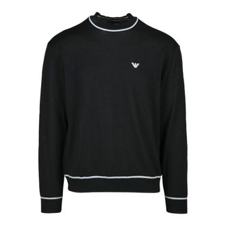 Emporio Armani Round-neck Knitwear, male, Black, Size: 2XL Maglioncino Sottile