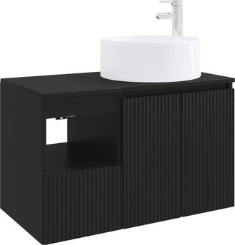 vidaXL Juego De Muebles De Ba&ntilde;o 2 Uds. Negro Madera De Ingenier&iacute;a Vidaxl