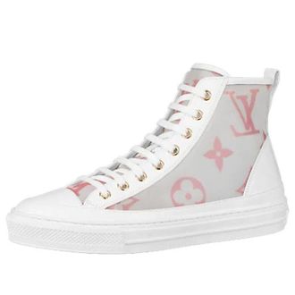 Louis Vuitton (WMNS) LOUIS VUITTON Stellar Zip Up Ankle Sneakers White Grey with Pink Monogram 1A87DM