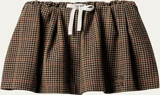 Miu Miu Check Wool Drawstring Mini Skirt